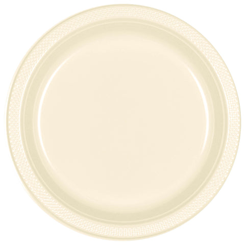 Vanilla Creme 7" Round Plastic Plates  20 count