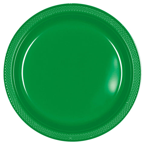 Festive Green 10" Round Plastic Plates 20 count