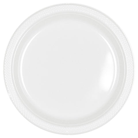 Frosty White 10" Round Plastic Plates 20 count