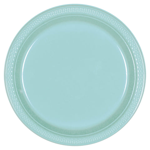 Robin's Egg Blue 10" Round Plastic Plates, 20 count