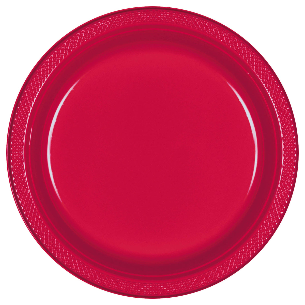 Apple Red 10" Round Plastic Plates, 20 count