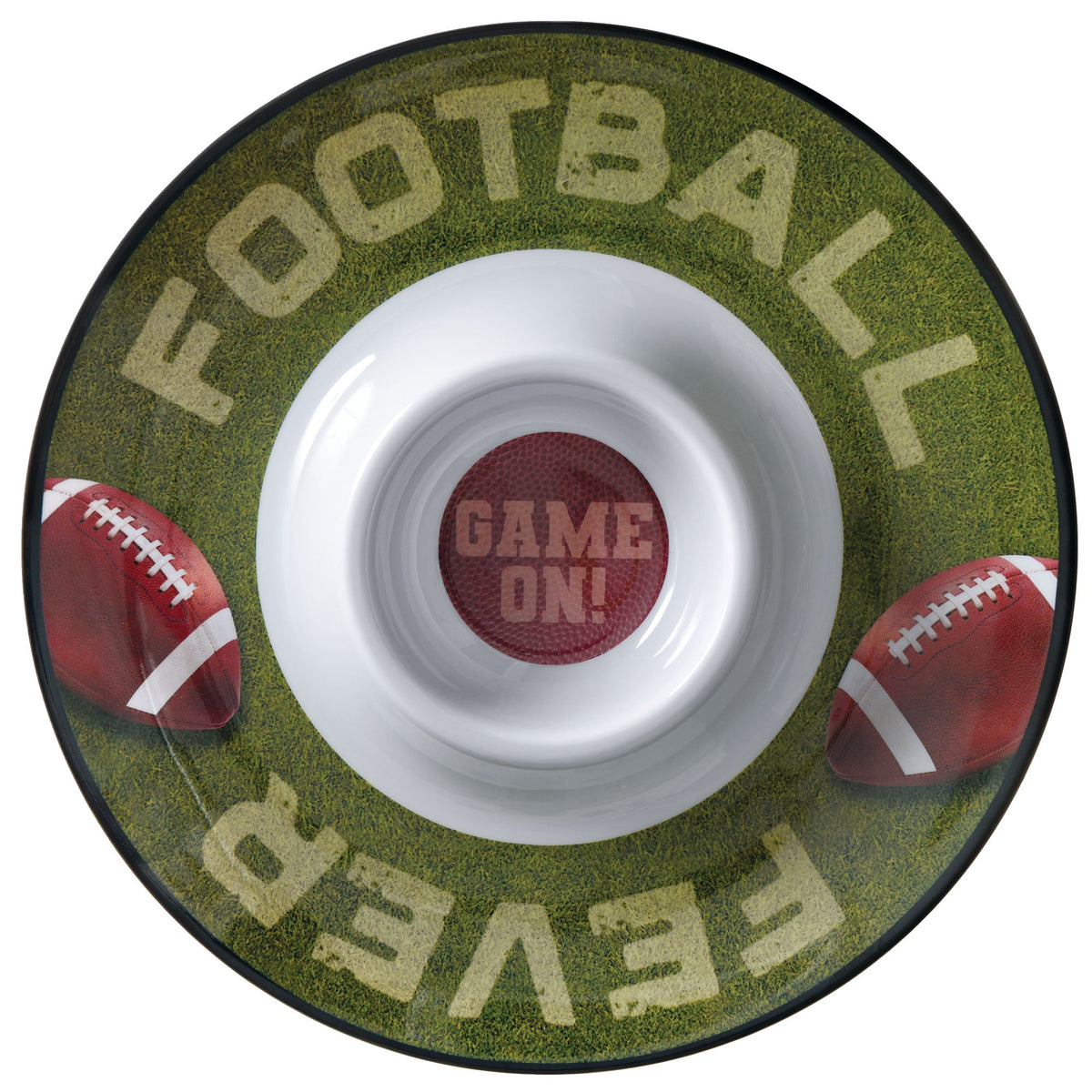 Football themed  Melamine 13" Round Chip and Dip Bowl
