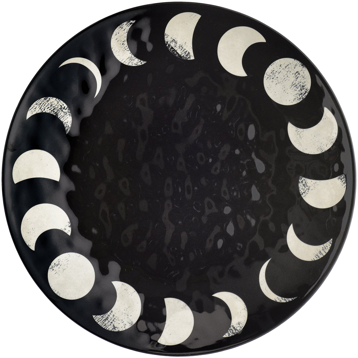 Black & White Moon Phases Textured Round 14" Melamine Platter