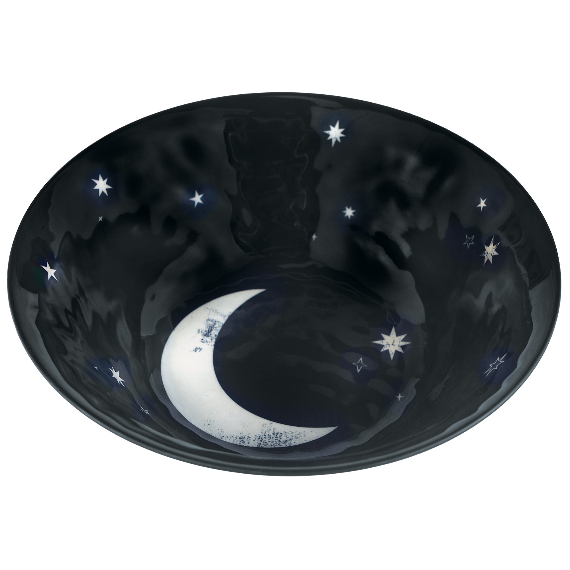Black & White Stars and Moon Textured Melamine 11 1/2"  Serving Bowl