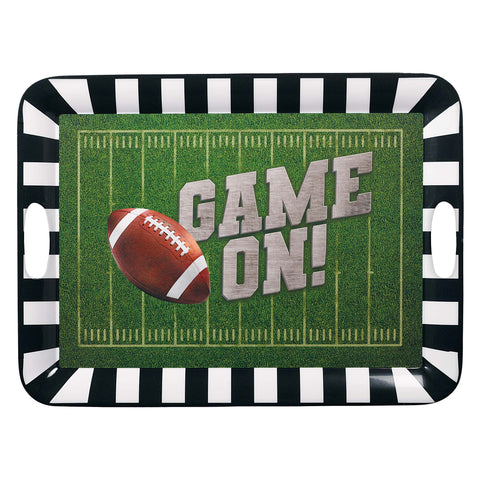 Football Melamine 19 3/4" x 14 1/2 Serving Tray with Handles