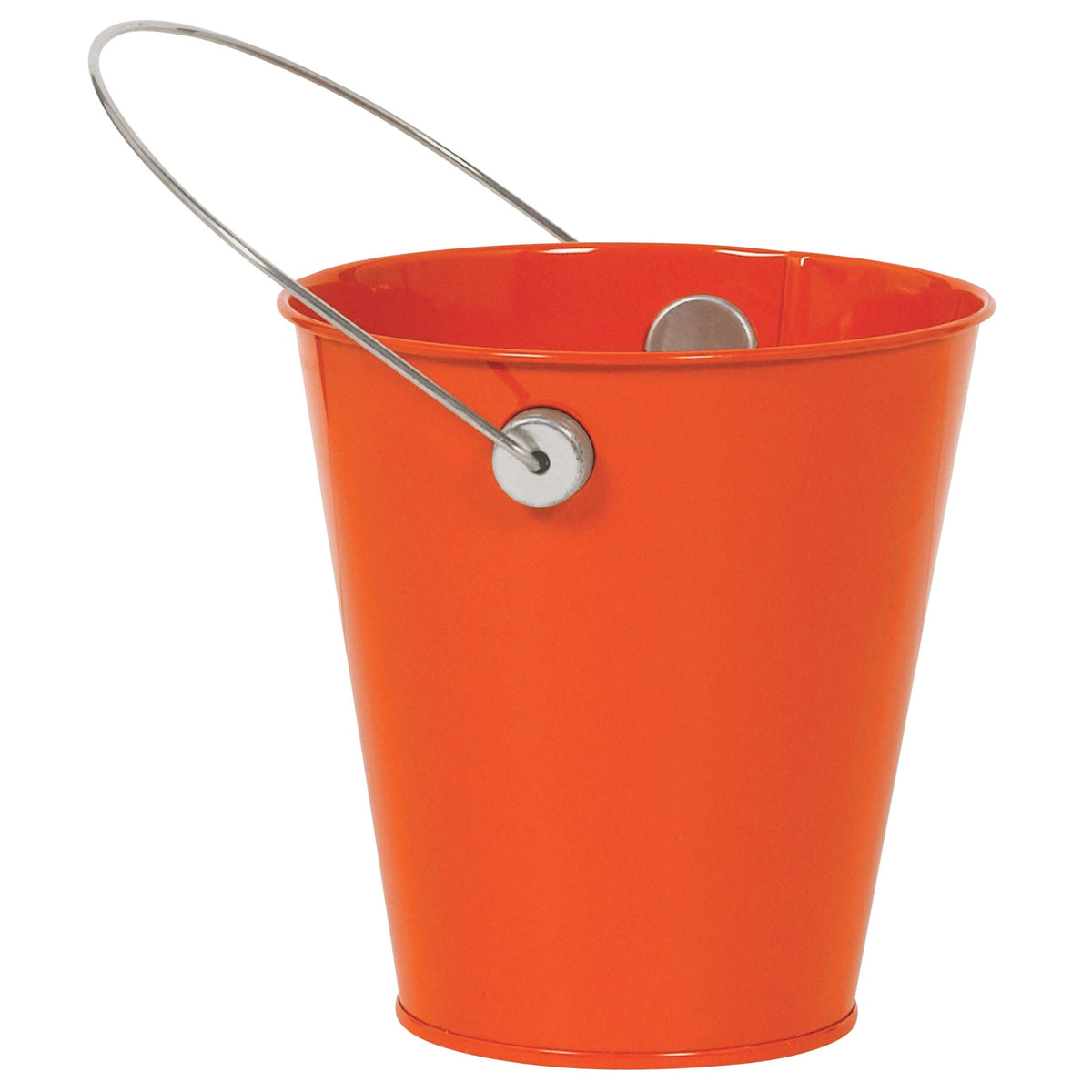 Orange 4 1/2" Metal Bucket with Handle