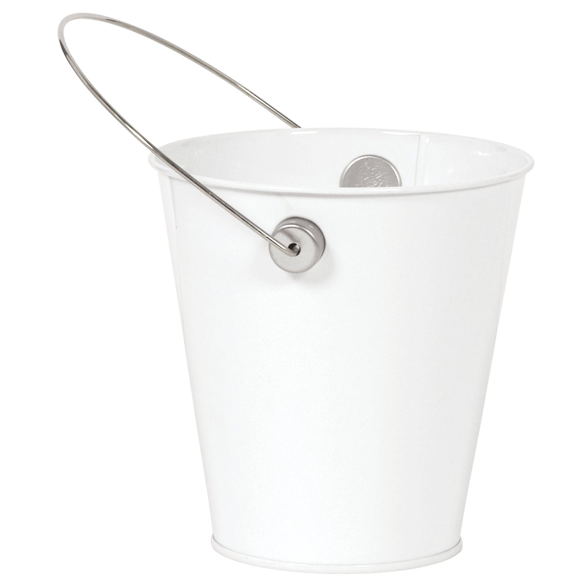 White 4 1/2" Metal Bucket with Handle