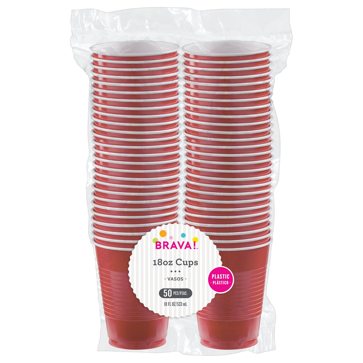 Red 18 oz. Plastic Cups Package of 50