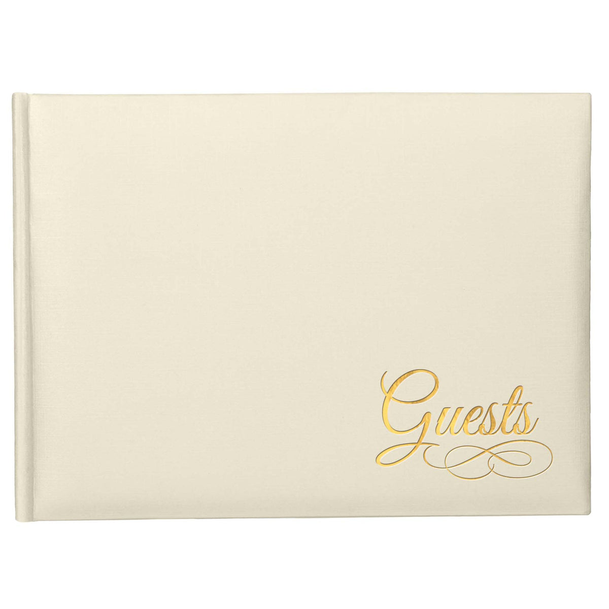 Ivory Paper Guest Book with Gold Detail 6 1/8" x 8 1/4"