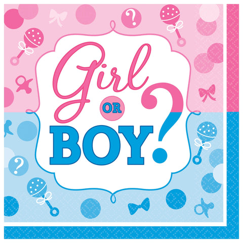 Girl or Boy? Gender Reveal Beverage Napkins Package of 16