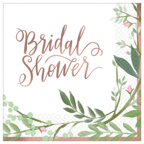 Bridal Shower Love And Leaves Beverage Napkins Package of 16