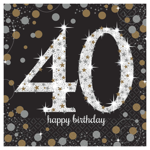 Sparkling Celebration 40th Birthday  Luncheon Napkins Package of 16