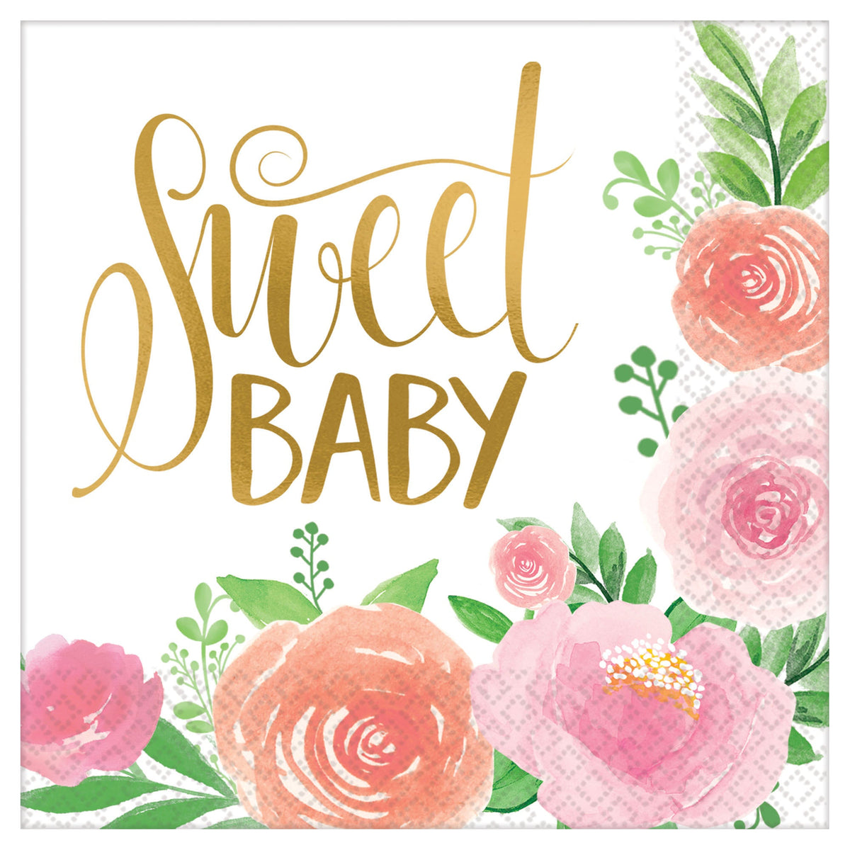Floral Baby Luncheon Napkins Package of 16