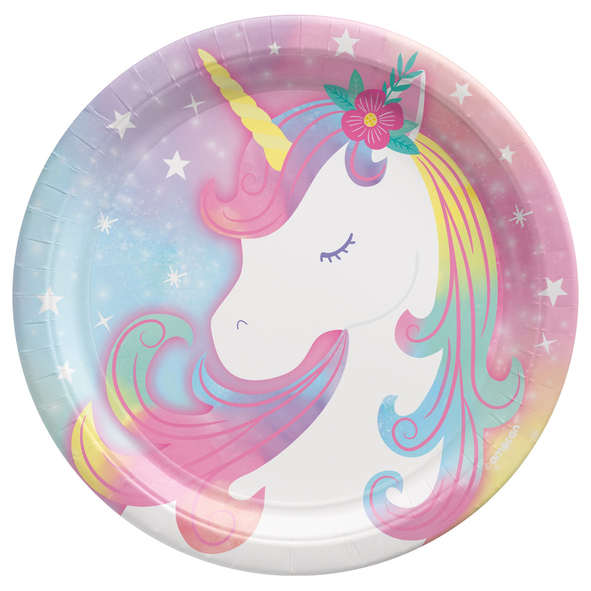 Enchanted Unicorn 7" Round Plates Package of 8