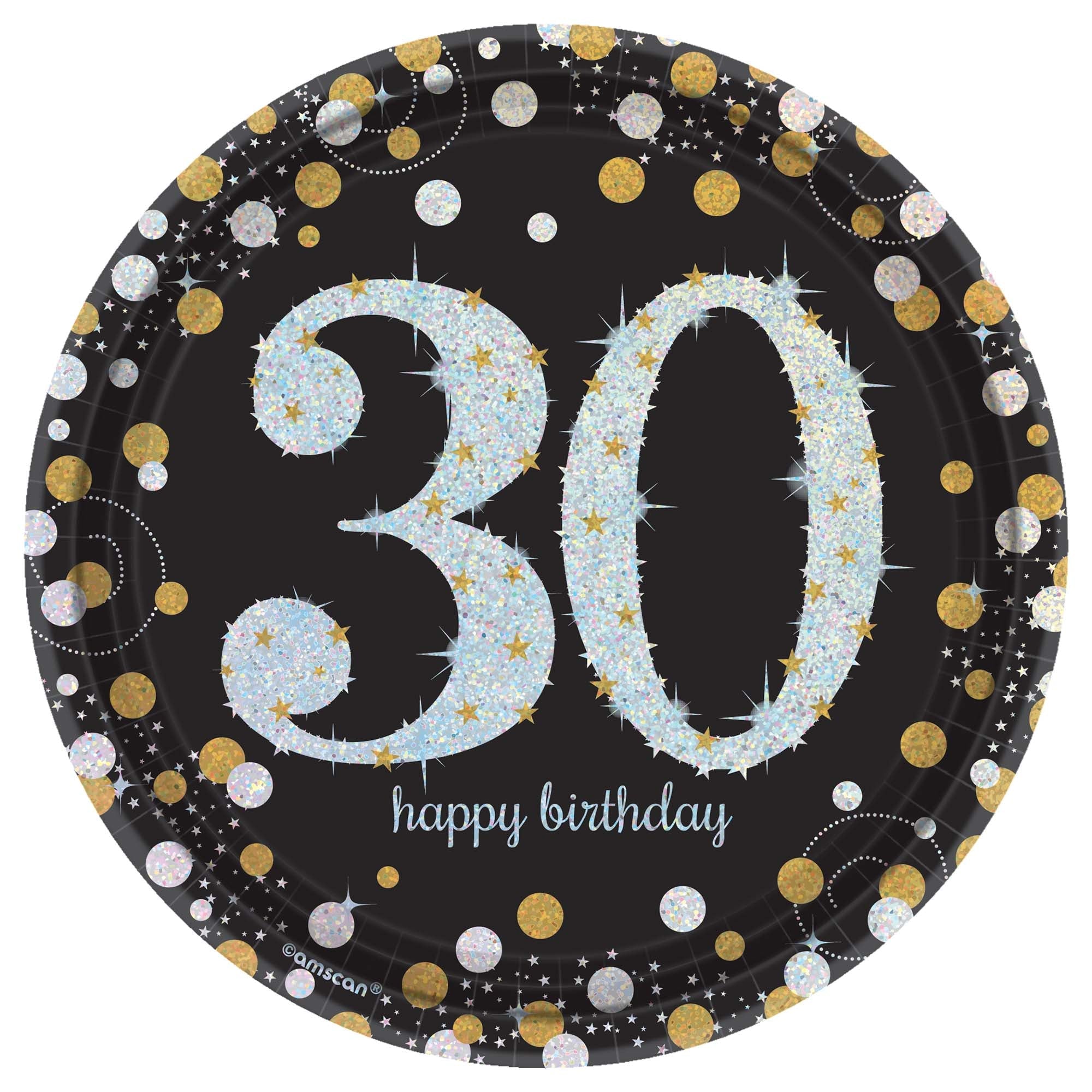 Sparkling Celebration 30th Birthday 7" Prismatic Plates Package of 8