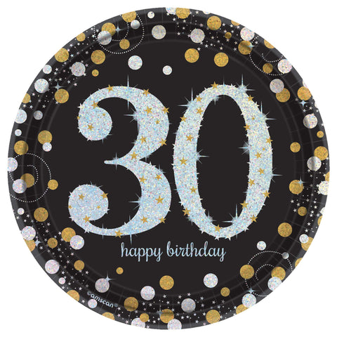 Sparkling Celebration 30th Birthday 7" Prismatic Plates Package of 8