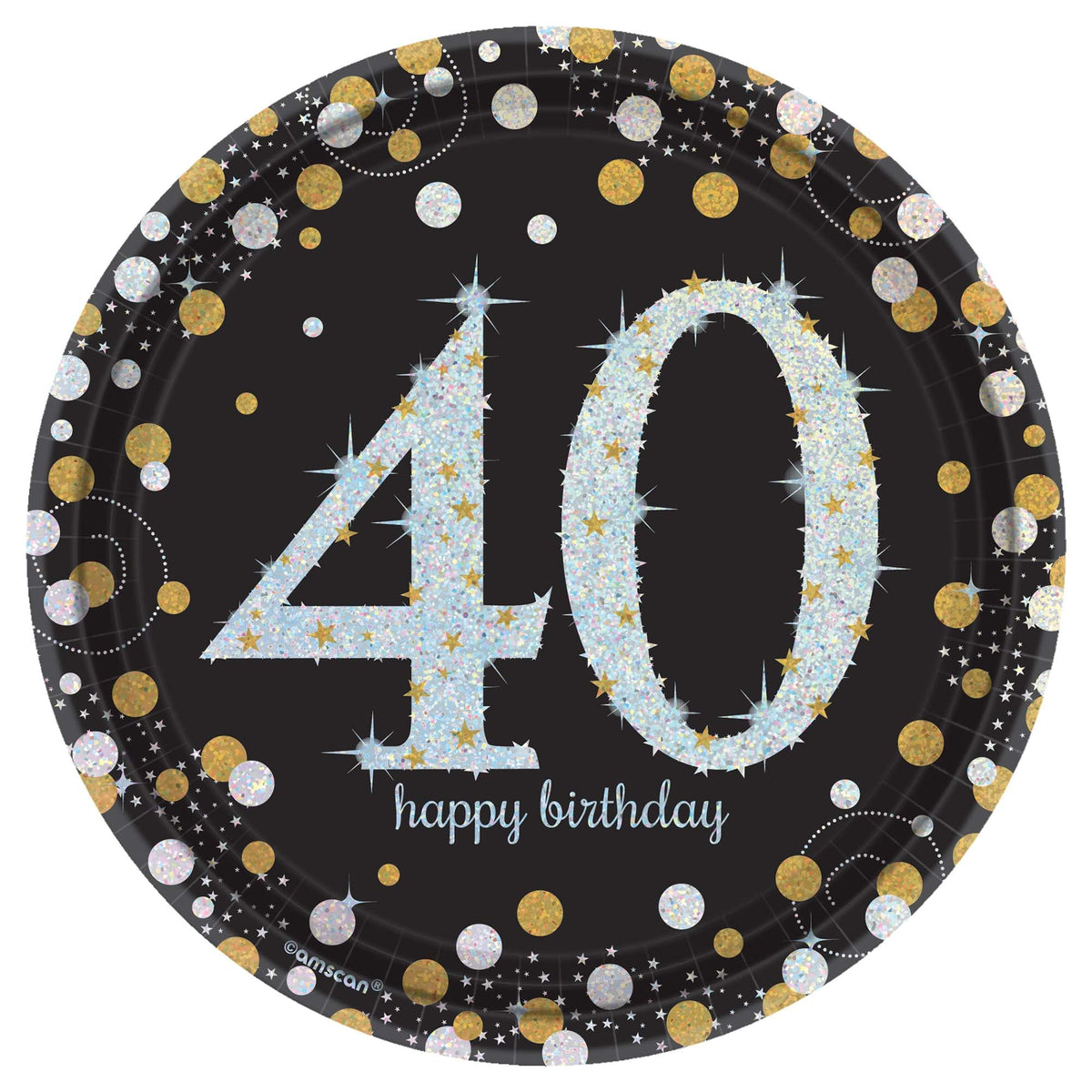 Sparkling Celebration 40th Birthday 7" Prismatic Plates Package of 8