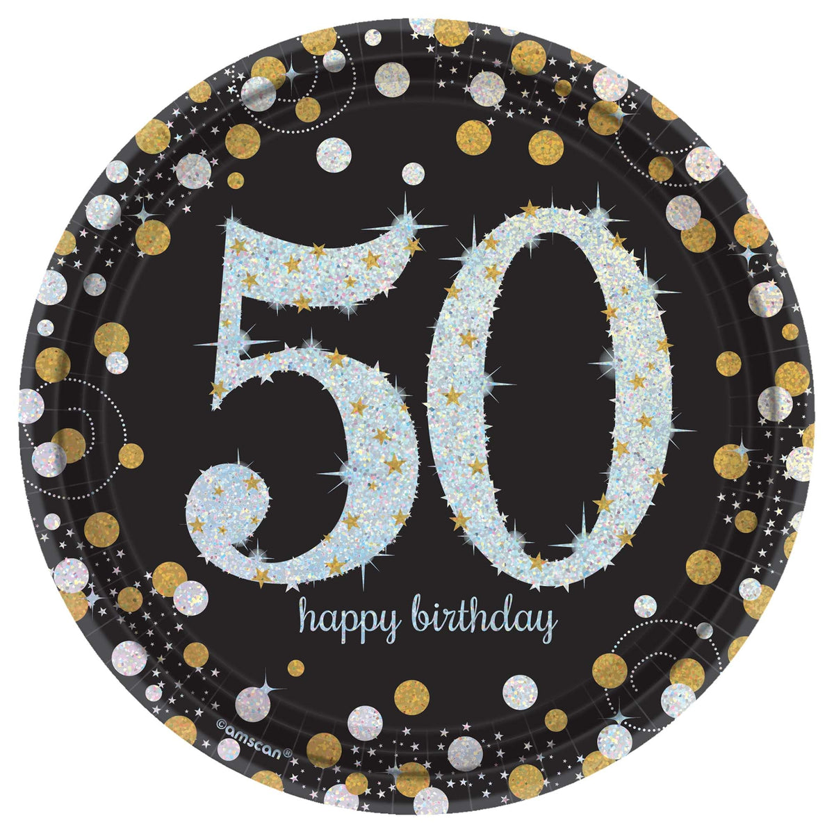 Sparkling Celebration 50th Birthday 7" Prismatic Plates Package of 8