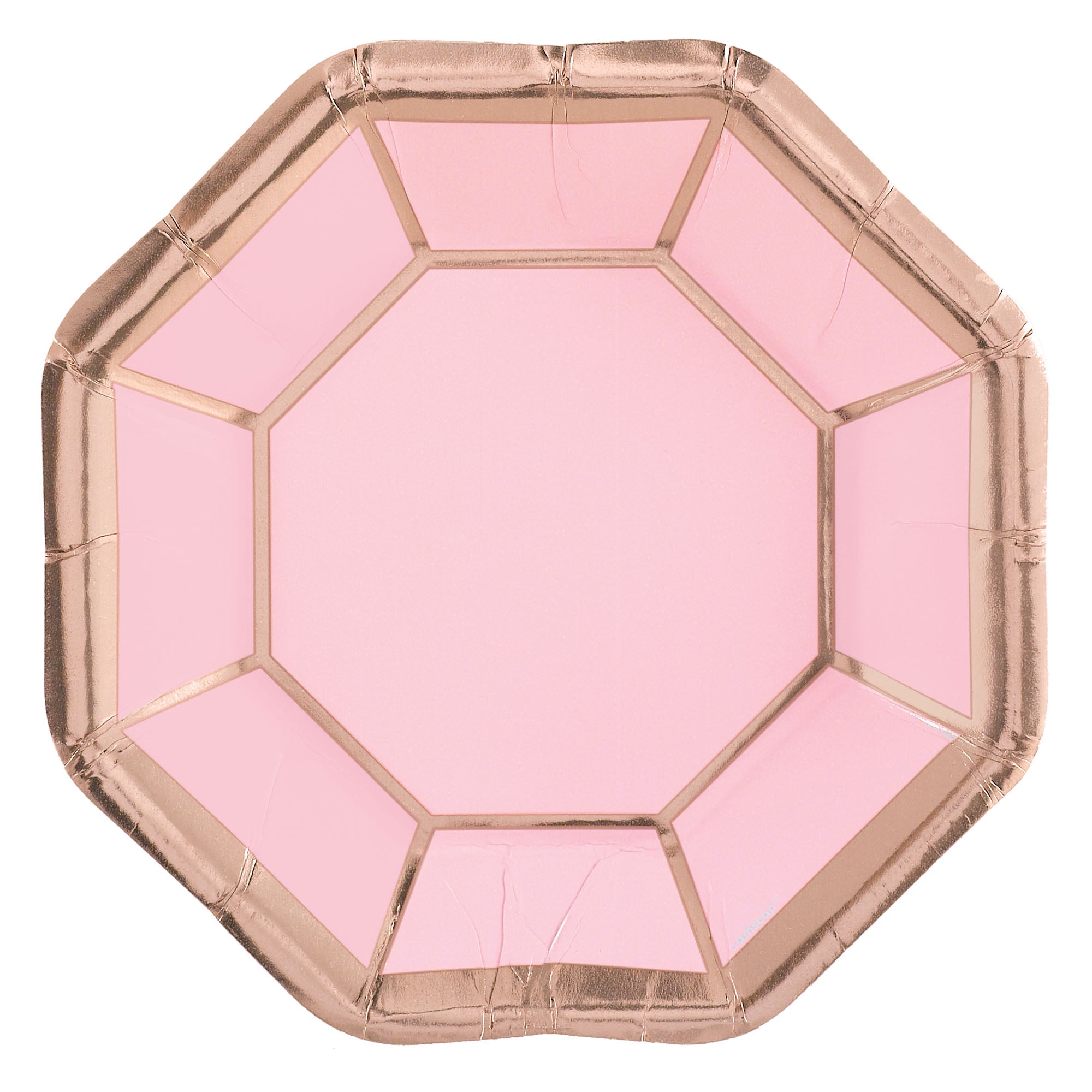 Blush and Rose Gold Metallic 7" Octagonal Plates Package of 8