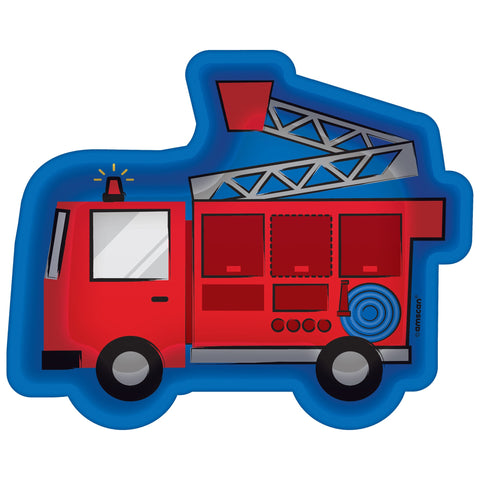 First Responders Fire Truck Shaped 7" Plates Package of 8