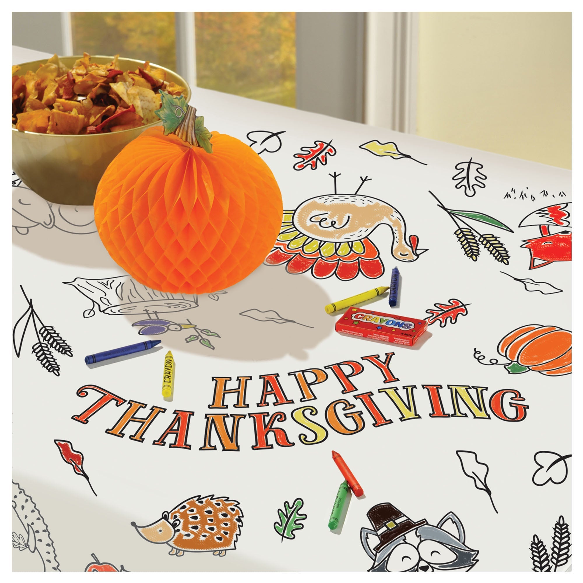 Thanksgiving Color-In Paper  48" x 36" Tablecloth