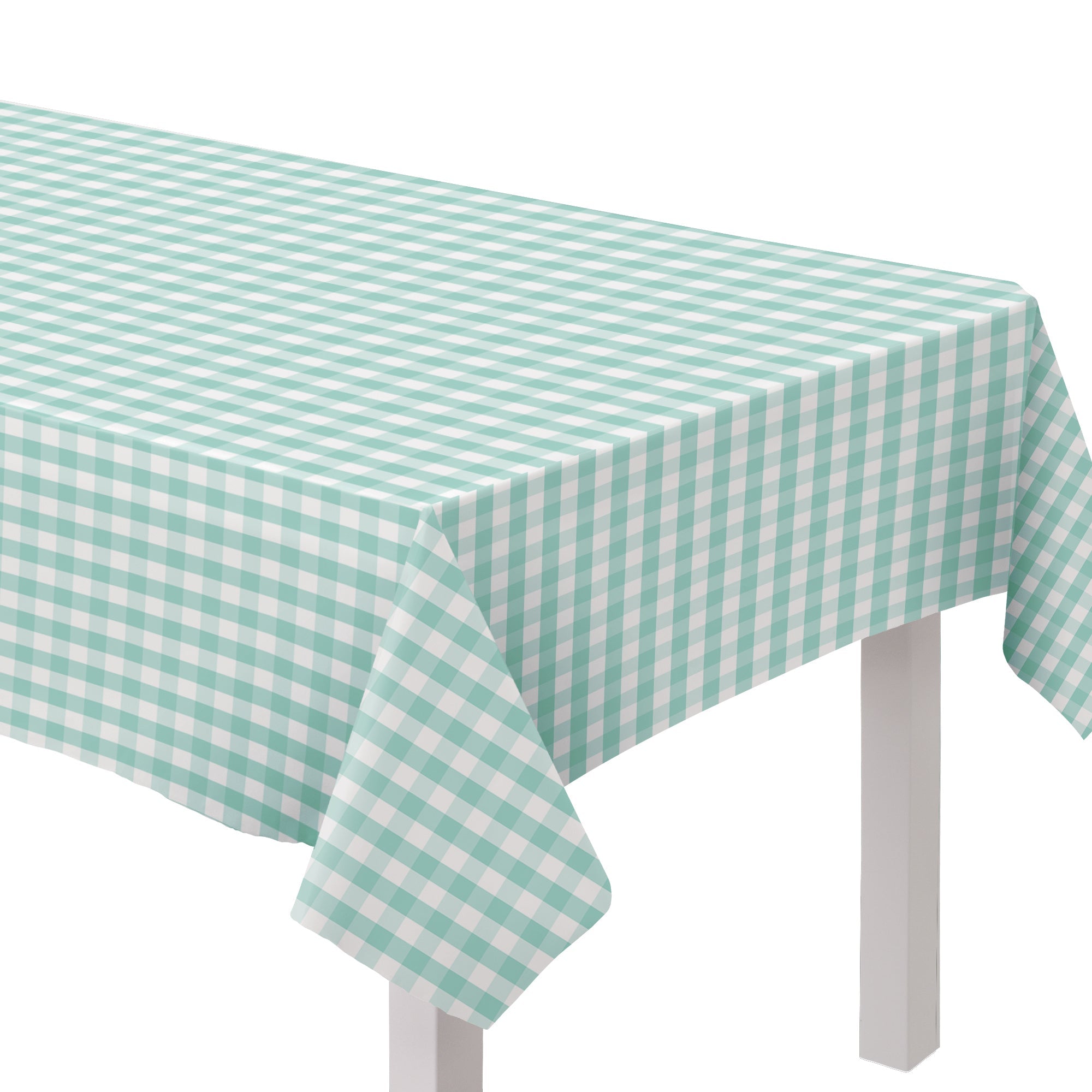 Teal Gingham Fabric 60" x 104" Table Cover
