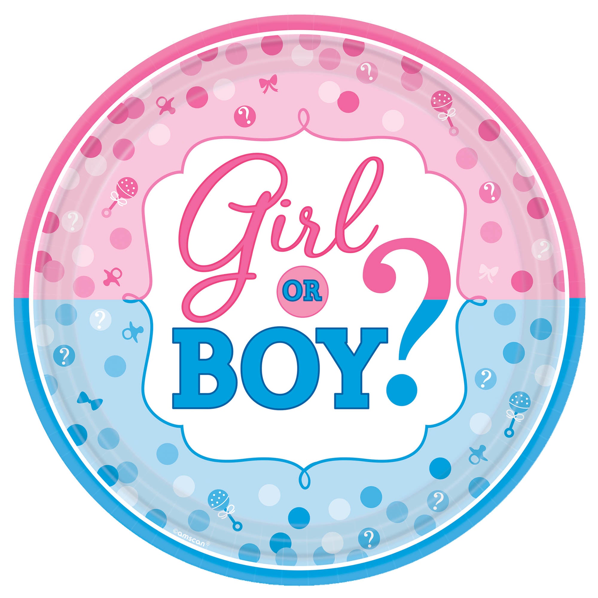 Girl or Boy? Gender Reveal Round 10 1/2"  Plates Package of 8