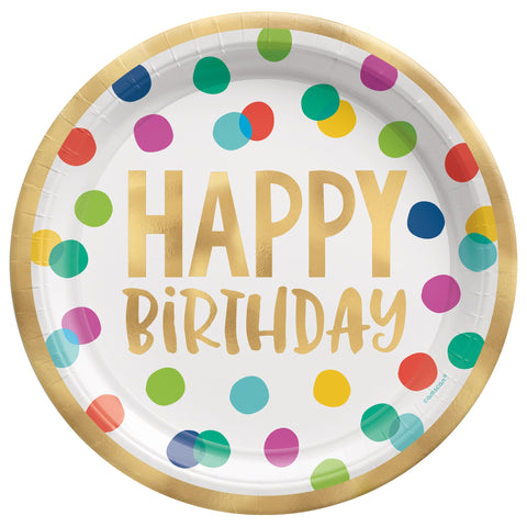 Happy Dots 10 1/2" Foil Plate Package of 8