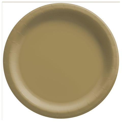 Gold 6 3/4" Round Paper Plates, 20 count