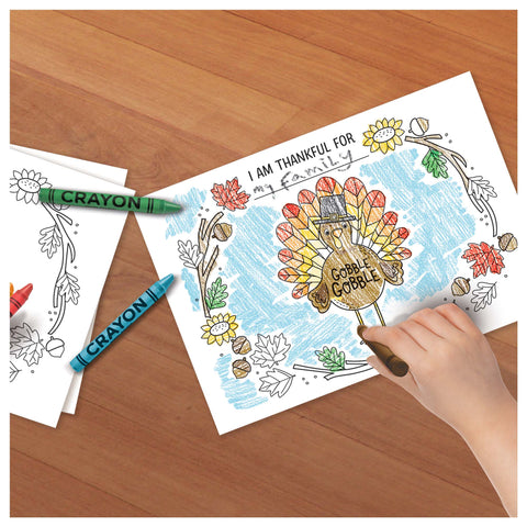 Thanksgiving Coloring Paper Placemats 11" x 16" Package of 24