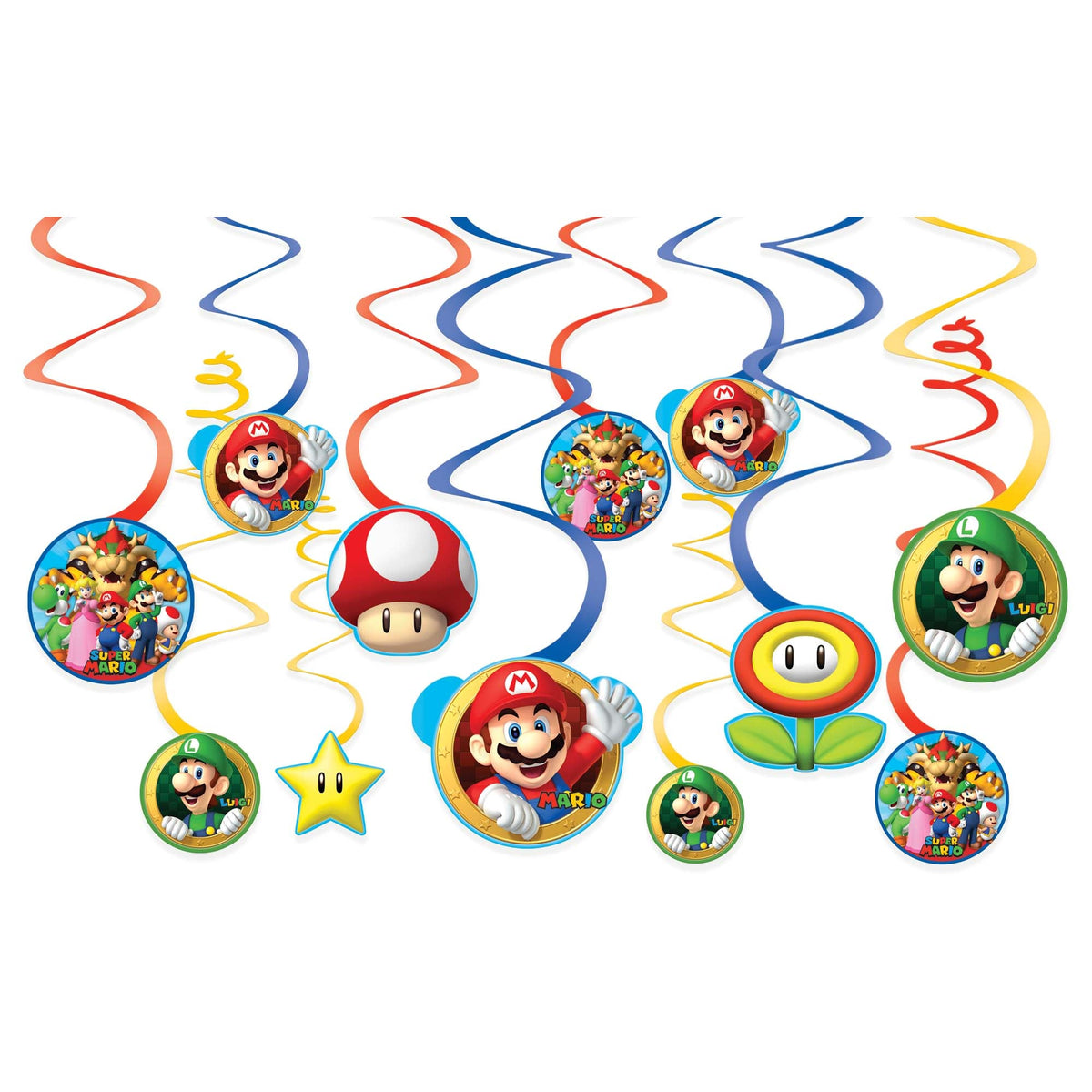 Super Mario Brothers™ Foil Swirl Decorations Package of 12