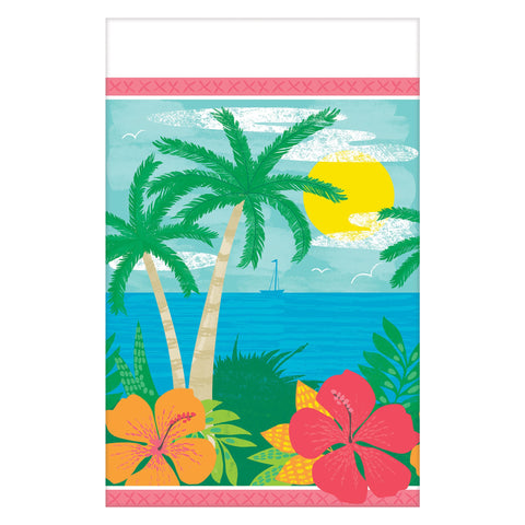Summer Vibes Plastic Table Covers, 54" x 84" Package of 3