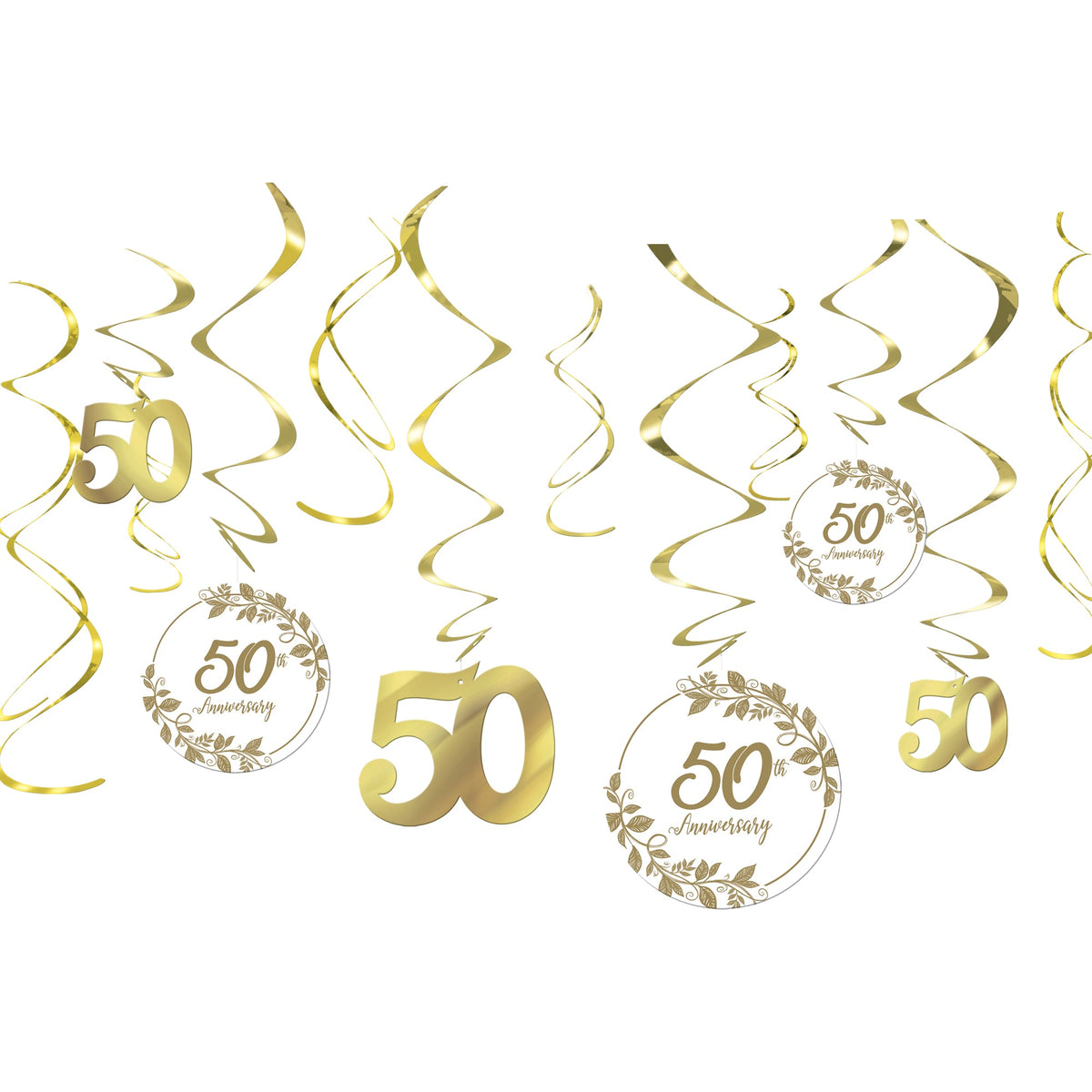 Happy 50th Anniversary Swirl Decorations Package of 12