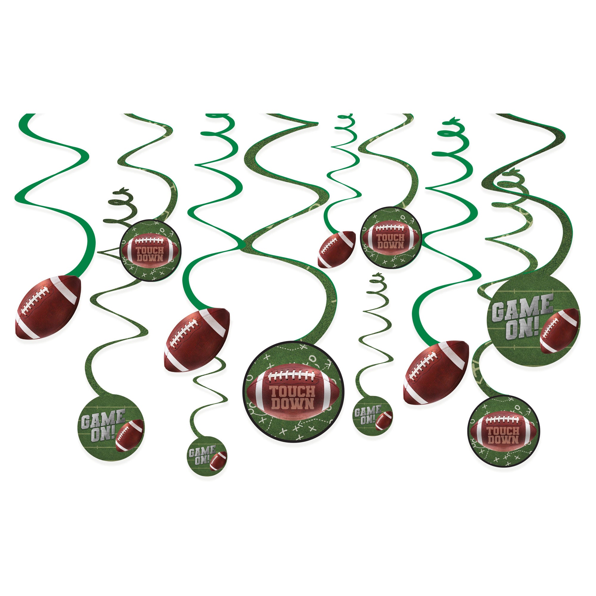 Football Spiral Decorations Package of 12