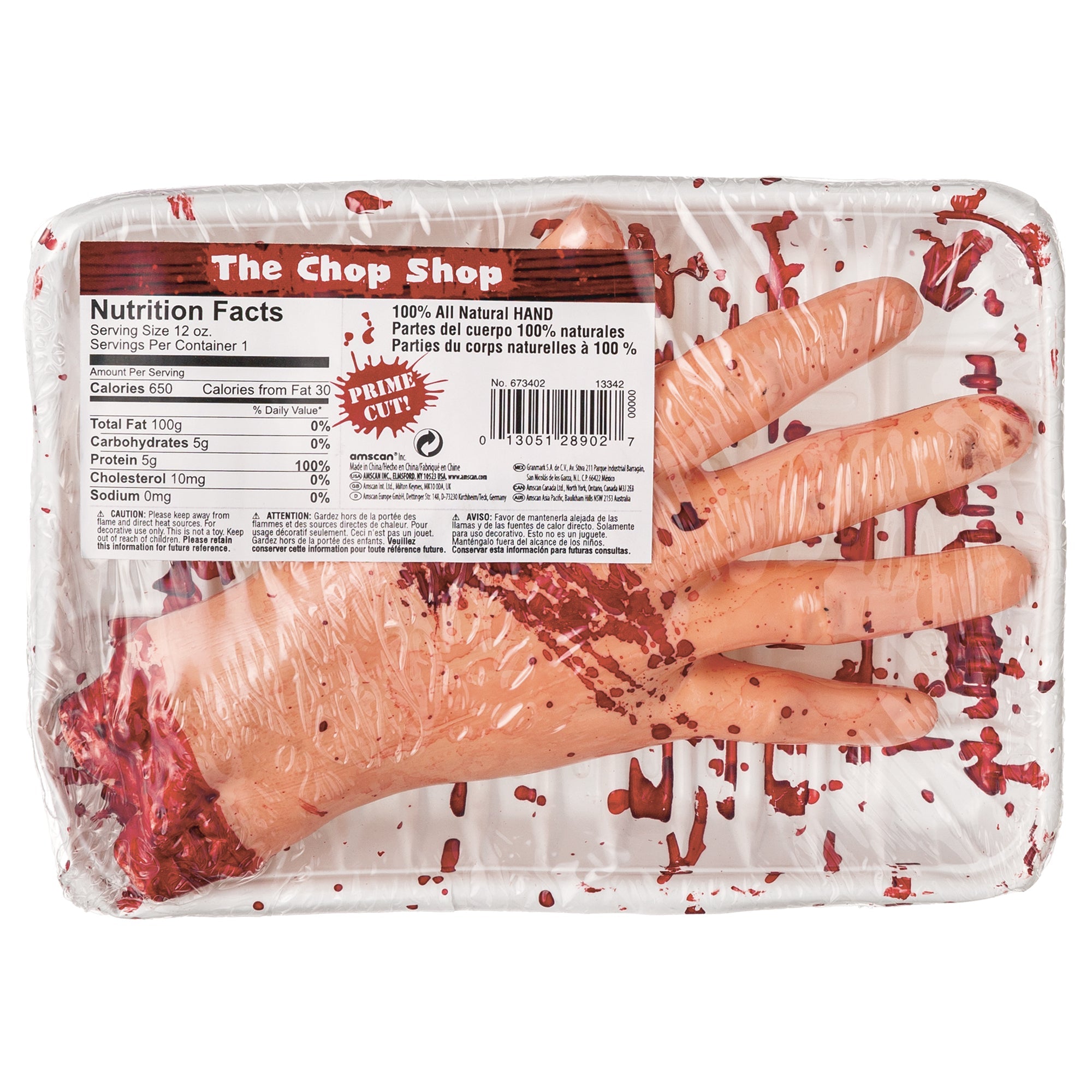 Bloody Hand in Meat Market Wrapping