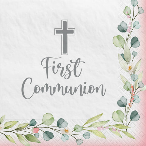 My First Communion Pink Luncheon Napkins Package of 40