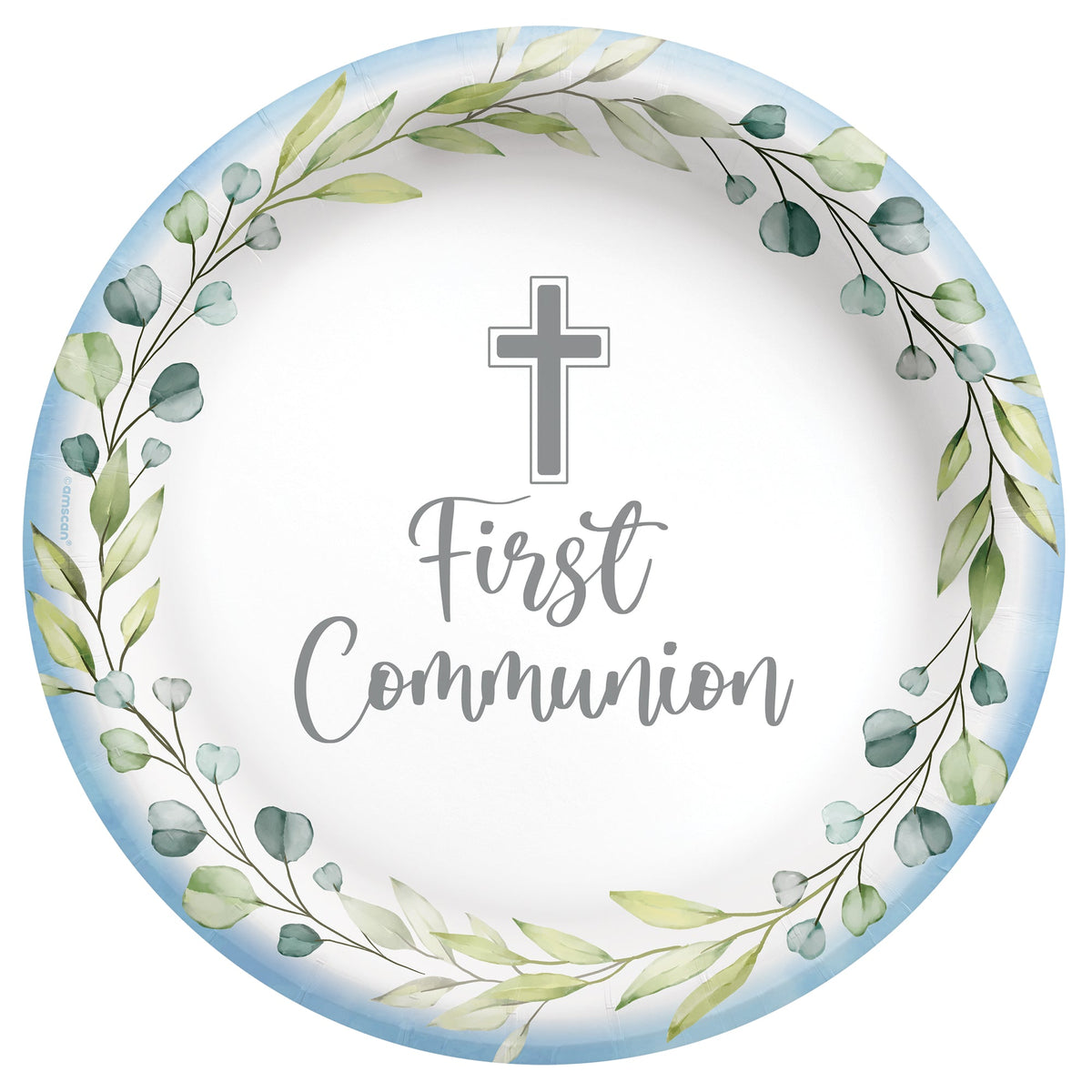 My Blue First Communion 10" Round Plates Package of 20