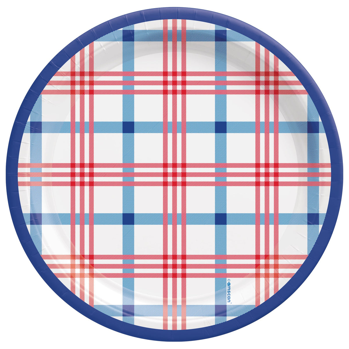 Summer Block Party Plaid 7" Round Plates Package of 20