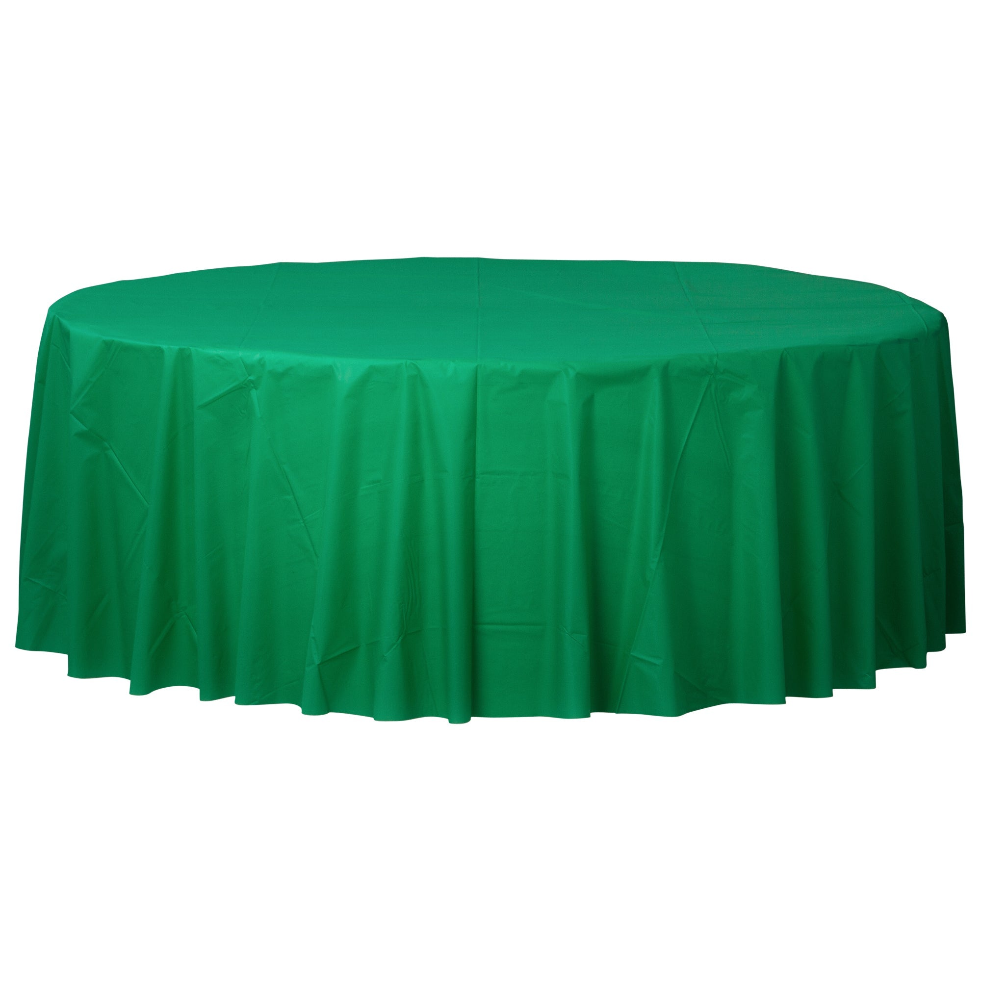 Festive Green 84" Round Plastic Table Cover