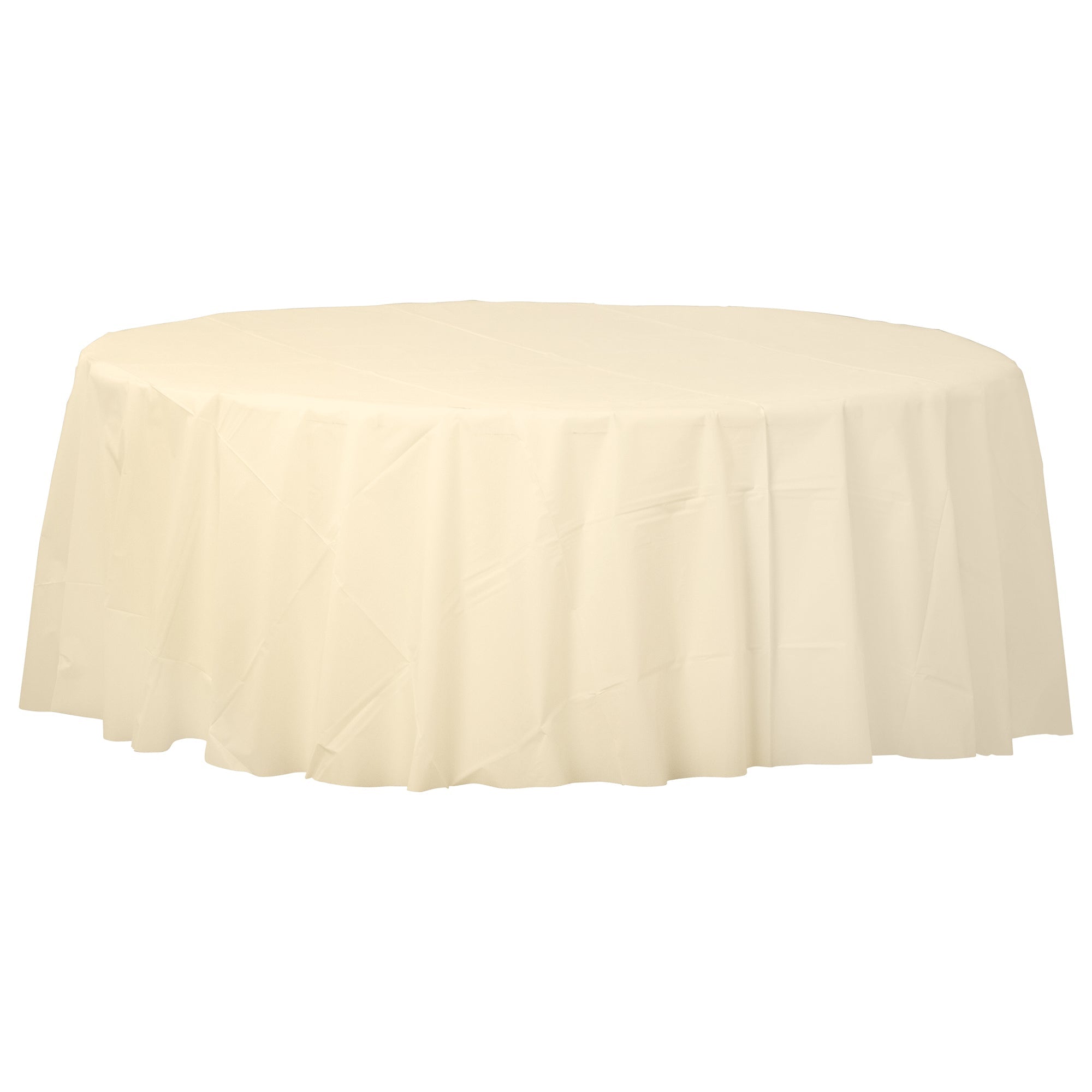 Vanilla Creme 84" Round Plastic Table Cover