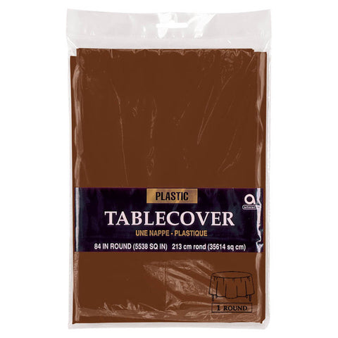 Chocolate Brown 84" Round Plastic Table Cover