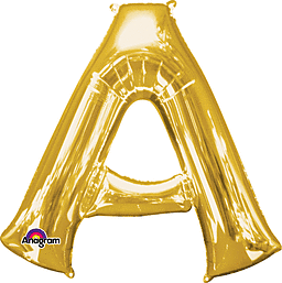 Gold Letter "A" Mylar Balloon 34 Inch with Balloon weight