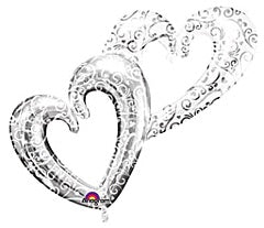 Interlocking Hearts Silver 53 inches with Balloon Weight