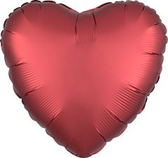 Red Satin 17 inch Helium Filled Mylar Hearts