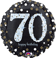 Sparkling Birthday 70th 18inch Helium Filled Mylar