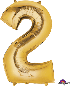 Gold Mylar #2 Number 34 Inch  Balloons with Balloon weight